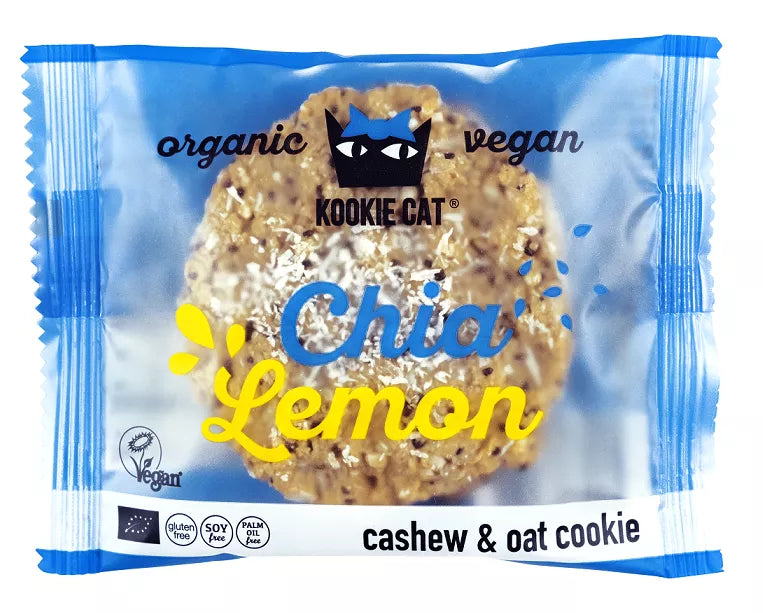 KOOKIE CAT Ciastko wegańskie z nasionami chia o smaku cytrynowym, bezglutenowe (50 g) - BIO