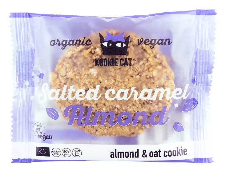 KOOKIE CAT Ciastko wegańskie z solonymi karmelizowanymi migdałami, bezglutenowe (50 g) - BIO