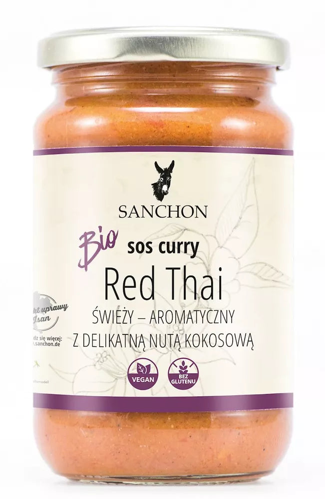 SANCHON Sos curry Red Thai wegański bezglutenowy (340 g) - BIO
