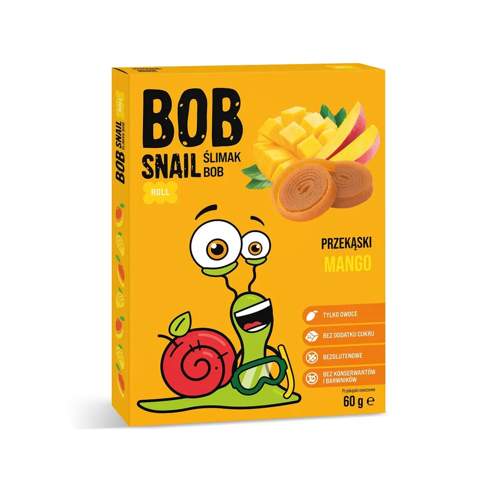 BOB SNAIL PRZEKĄSKA ROLL MANGO BEZ DODATKU CUKRU BEZGLUTENOWA 60 g