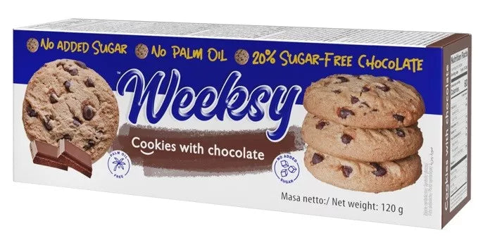 BOGUTTI (WEEKESY) Kruche ciasteczka z czekoladą bez cukru (120g)