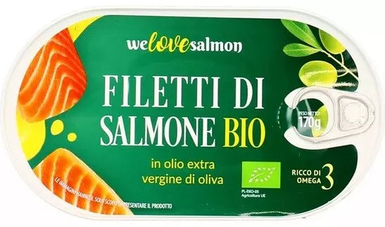 WE LOVE SALMON Filet z łososia w oliwie extra virgine (170g) - BIO
