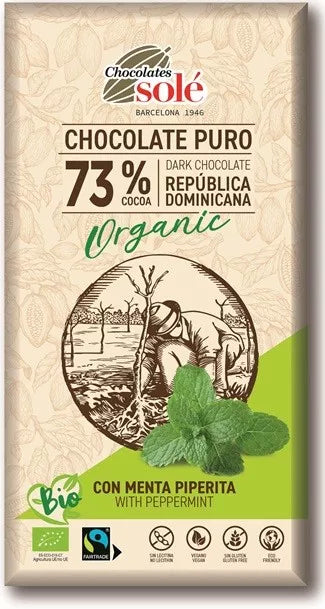 SOLE Czekolada gorzka 73% kakao z miętą (100 g) - BIO