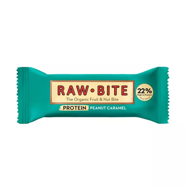 RAW BITE Baton proteinowy bezglutenowy orzech i karmel (45 g) - BIO