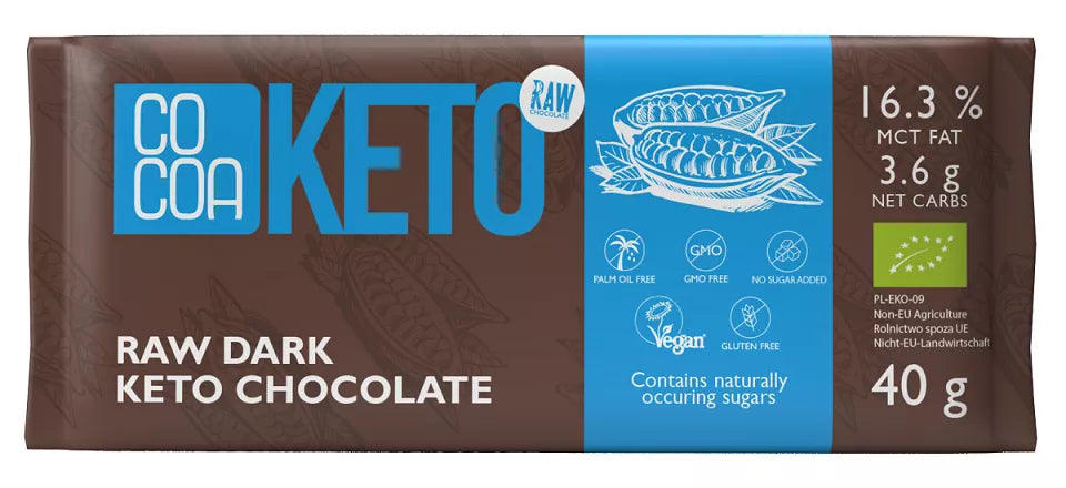 COCOA Czekolada keto z olejem mct bez dodatku cukrów bezglutenowa (40 g) - BIO
