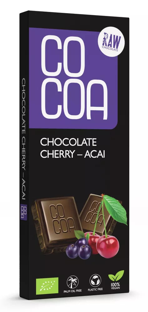 COCOA Czekolada surowa wiśnia-acai (40 g) - BIO