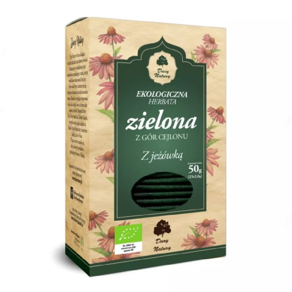 DARY NATURY Herbata zielona z jeżówką w saszetkach (25x2g) 50g - BIO