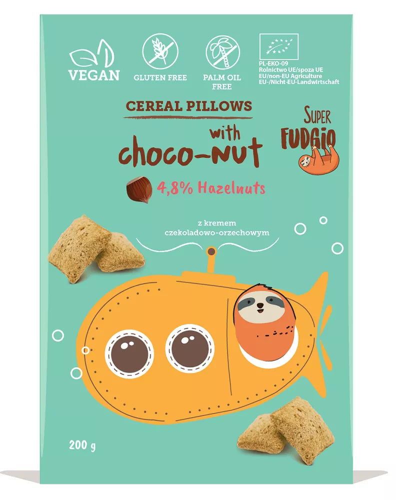 ME GUSTO Poduszki zbożowe z kremem czekoladowo - orzechowym bezglutenowe (200 g) - BIO