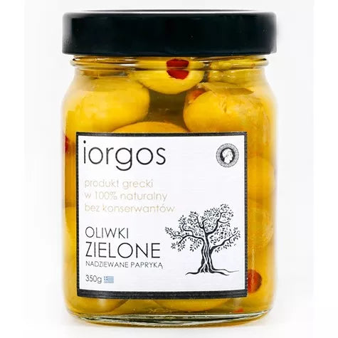 IORGOS Oliwki zielone PREMIUM z papryką (350g)