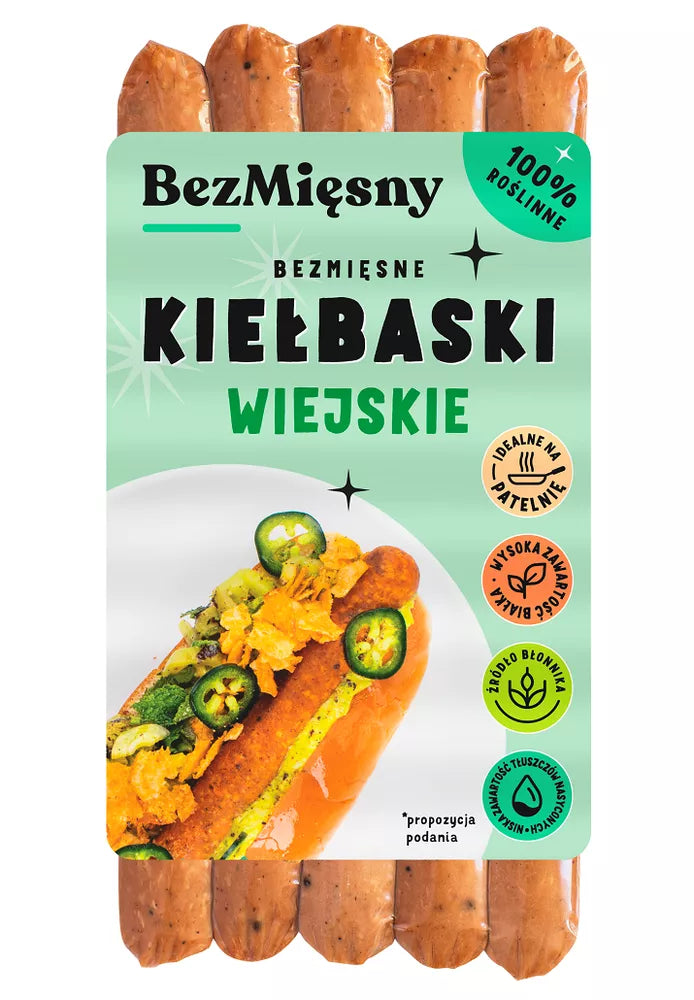 *BEZMIĘSNY Kiełbaski wiejskie roślinne (180 g)