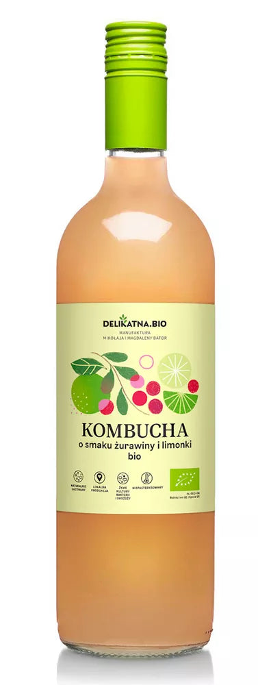 *DELIKATNA Kombucha o smaku żurawiny i limonki (750ml) - BIO