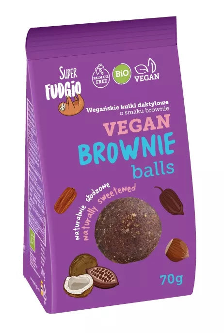 SUPER FUDGIO Kulki daktylowe o smaku brownie (70g) - BIO