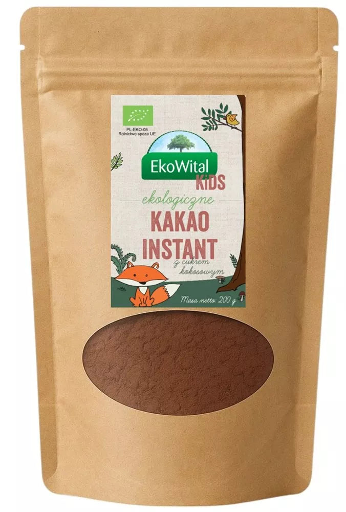 EKOWITAL Kakao instant KIDS z cukrem kokosowym (200 g) - BIO