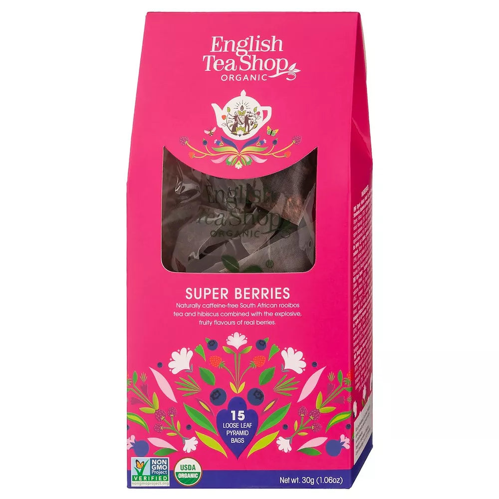 ENGLISH TEA SHOP Herbata Super Berries 15 piramidek (30 g) - BIO