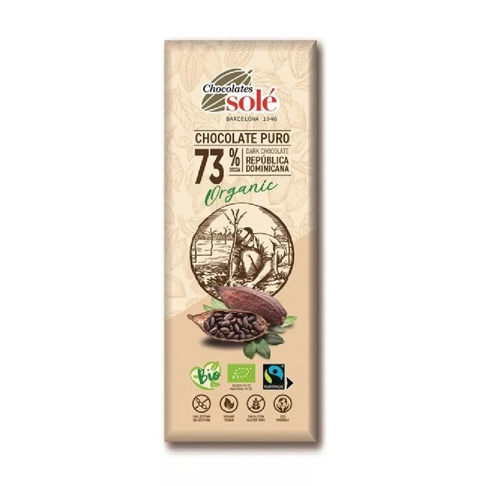 SOLE Czekolada gorzka 73% kakao bezglutenowa (25 g) - BIO