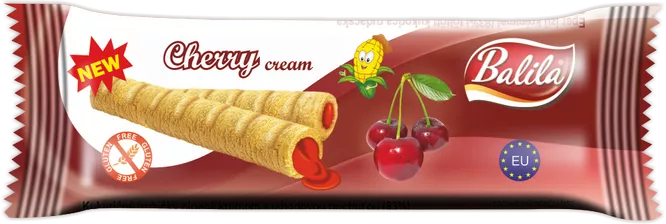 BALILA Rurki kukurydziane nadziewane kremem o smaku wiśniowym bezglutenowe (18 g)