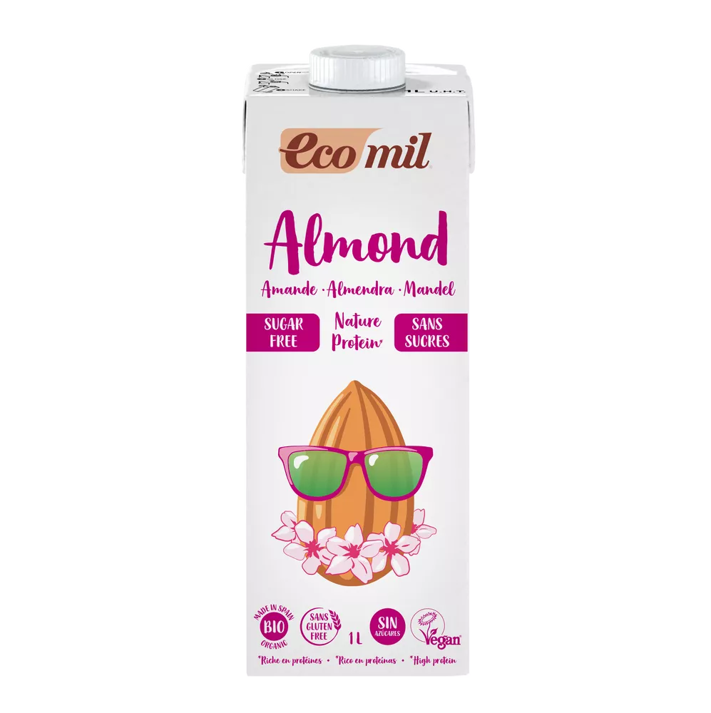 ECOMIL Napój migdałowy niesłodzony z podwyższoną zawartością białka (1l) - BIO