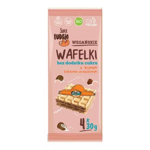 SUPER FUDGIO Wafelki z kremem słodzonym daktylem (4x30g) (120g) - BIO