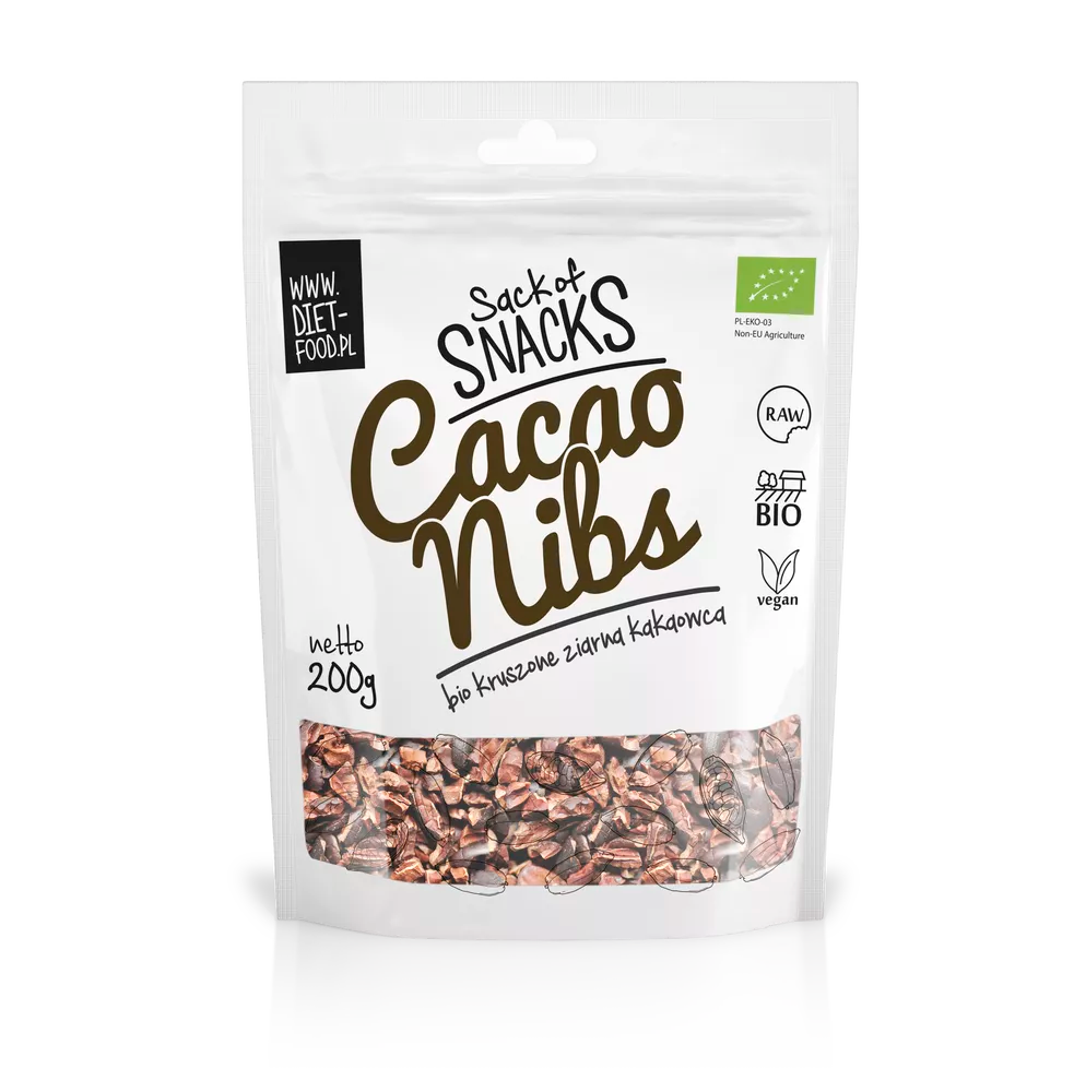 DIET-FOOD Kruszone ziarno kakaowca (200g) - BIO