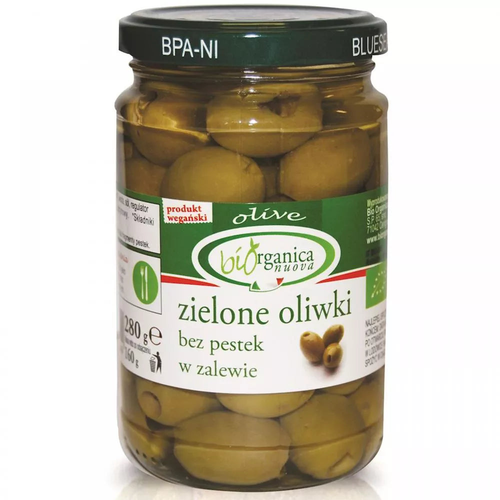 BIORGANICA NUOVA Oliwki zielone bez pestek w zalewie 280 g (150 g) - BIO