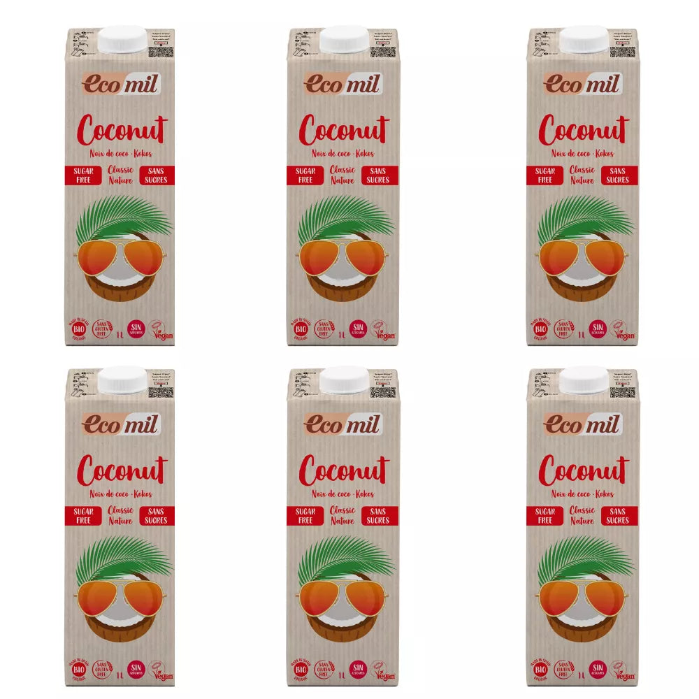 6x ECOMIL Napój kokosowy Classic, bez cukru, bezglutenowy (1l) - BIO (zbiorcze)