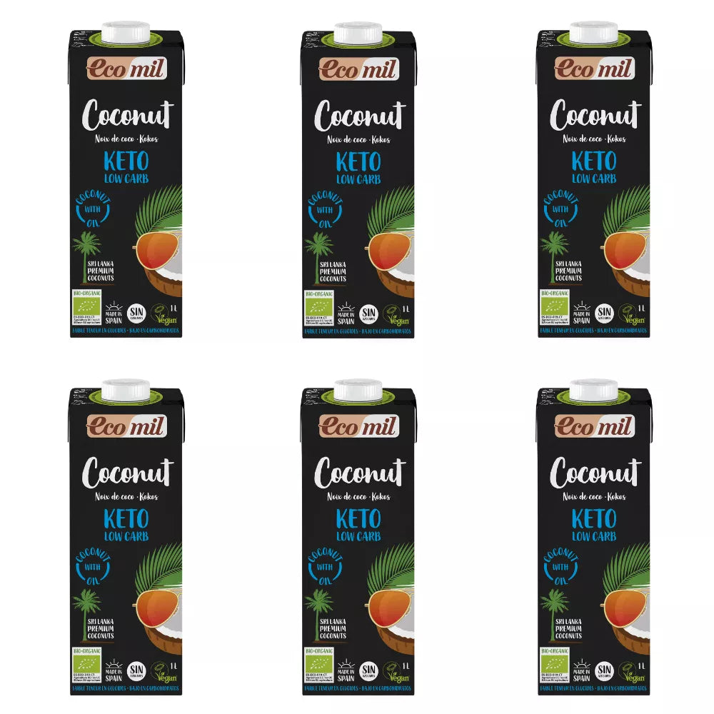 ECOMIL 6x Napój kokosowy Keto Low Carb, bezglutenowy (1l) - BIO (zbiorcze)