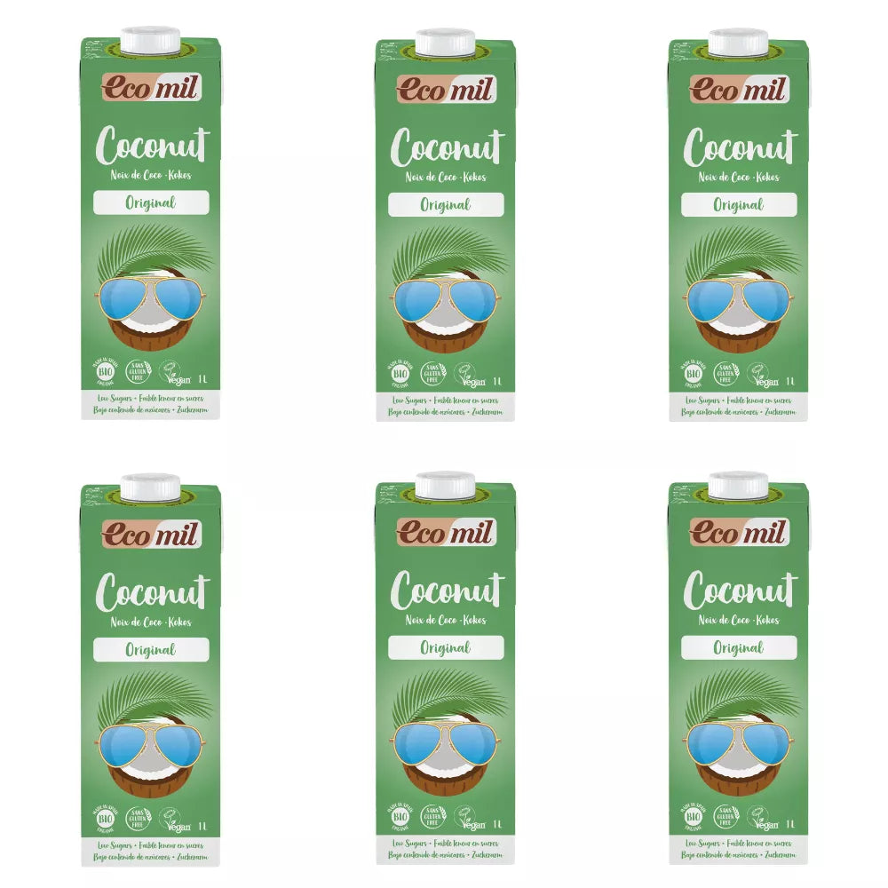 ECOMIL 6x Napój kokosowy słodzony syropem z agawy (1l) - BIO (zbiorcze)