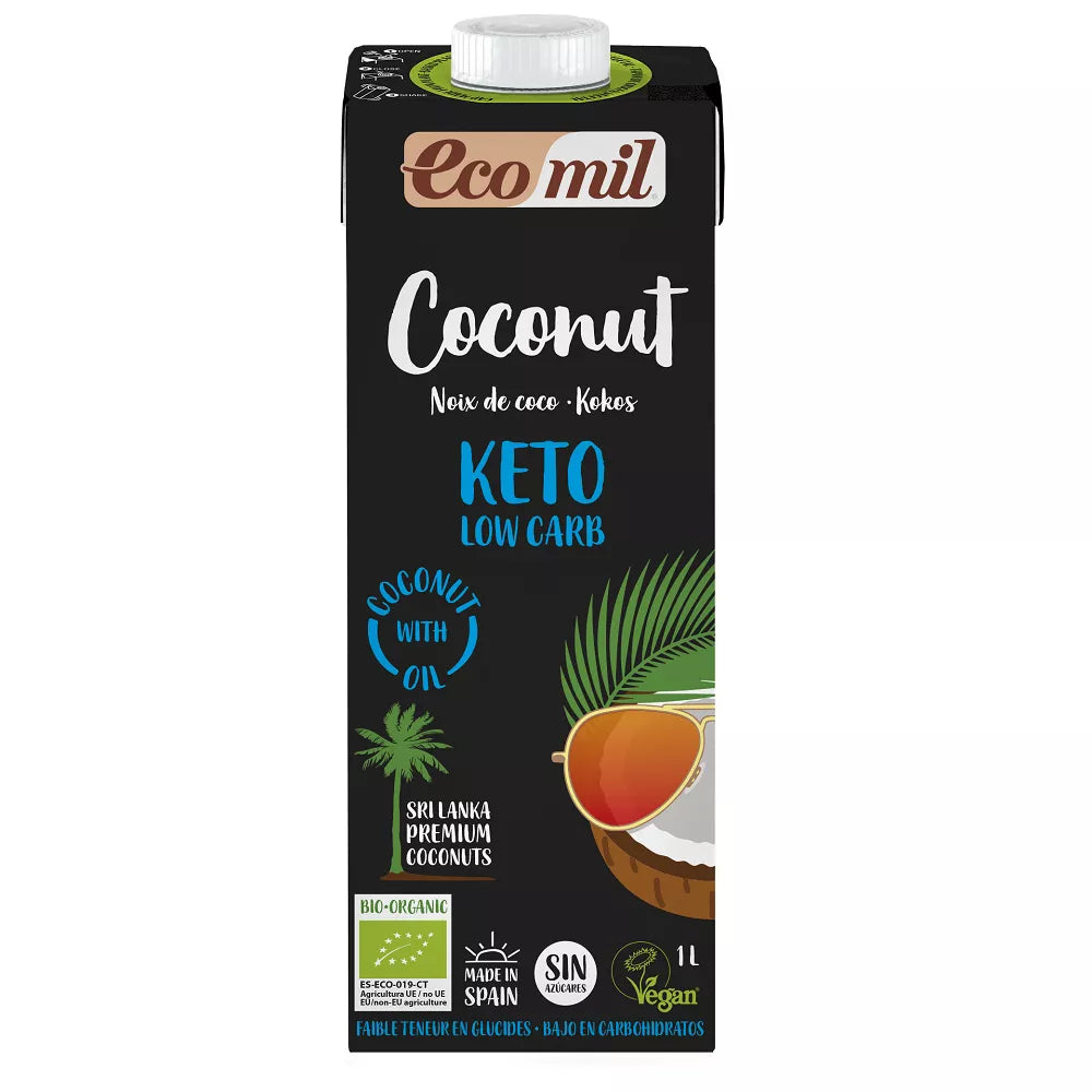 ECOMIL Napój kokosowy Keto Low Carb, bezglutenowy (1l) - BIO