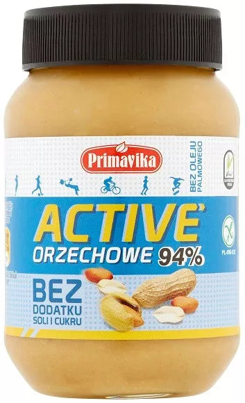 PRIMAVIKA Pasta orzechowa active bez dodatku soli i cukru (470 g)