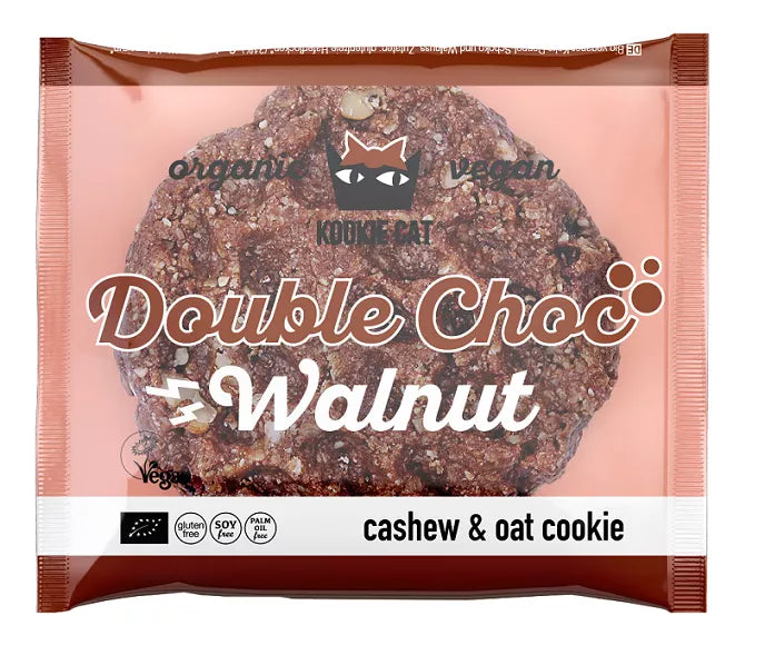 KOOKIE CAT Ciastko wegańskie z czekoladą i orzechami włoskimi bezglutenowe (50 g) - BIO