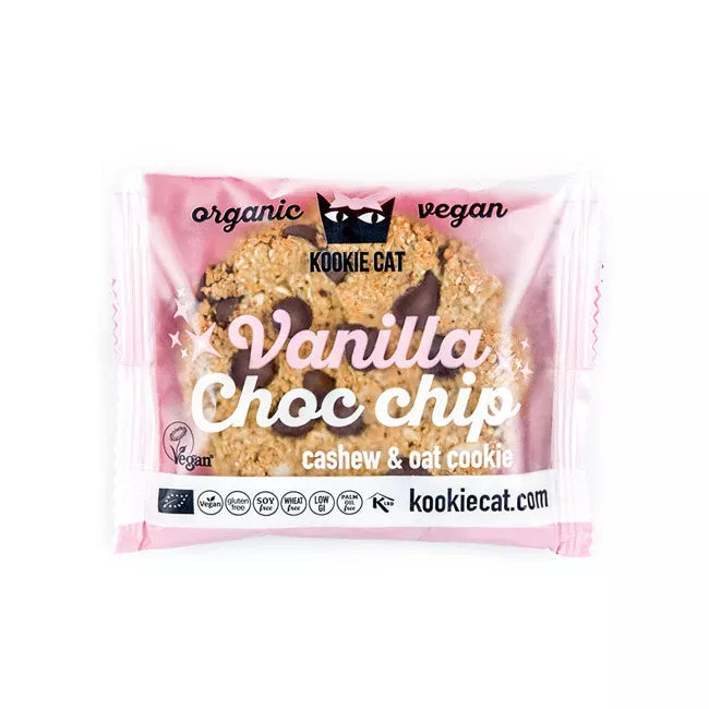KOOKIE CAT Ciastko wegańskie z wanilią i kawałkami czekolady, bezglutenowe (50 g) - BIO