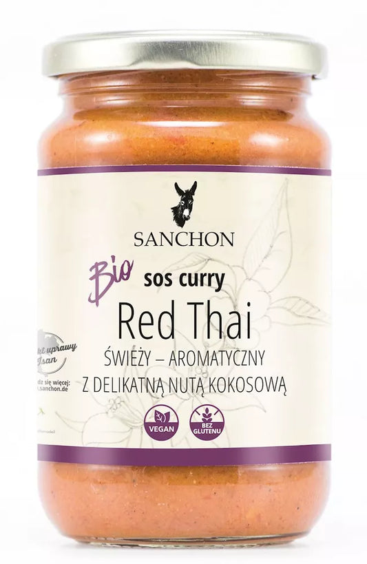 SANCHON Sos curry Red Thai wegański bezglutenowy (340 g) - BIO