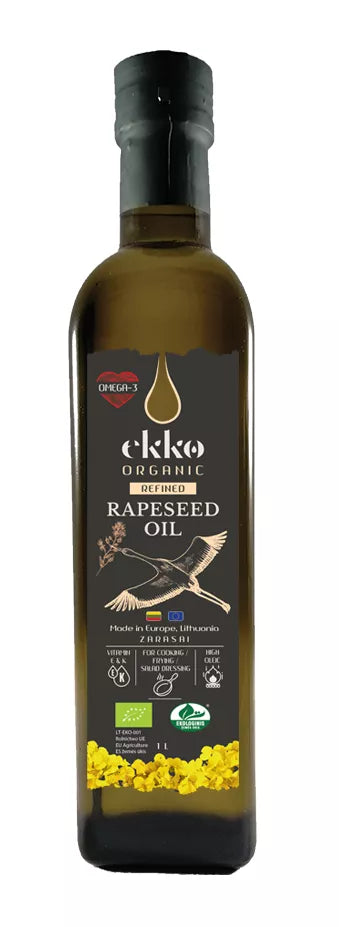 EKKO Olej rzepakowy do gotowania i smażenia tłoczony na zimno (500 ml) - BIO