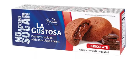 BOGUTTI (LA GUSTOSA) Kruche ciasteczka z kremem czekoladowym bez cukru (150 g)