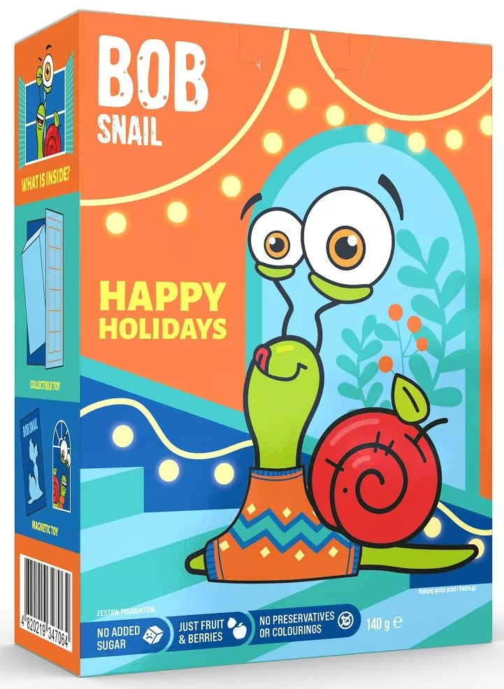 BOB SNAIL Zestaw świąteczny - przekąski owocowe z zabawką (140 g) - produkt sezonowy