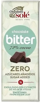 SOLE Czekolada bezglutenowa gorzka 72% kakao bez dodatku cukru ze stewią (25 g)
