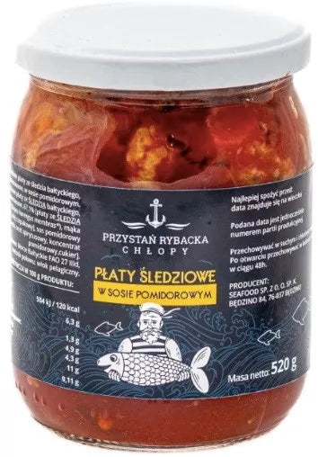 *PRZYSTAŃ RYBACKA Opiekane śledzie w delikatnym sosie pomidorowo - octowym (słoik) (520 g)