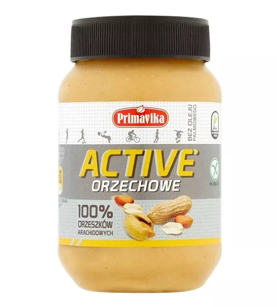 PRIMAVIKA Krem orzechowy active, 100% orzeszków arachidowych (470g)