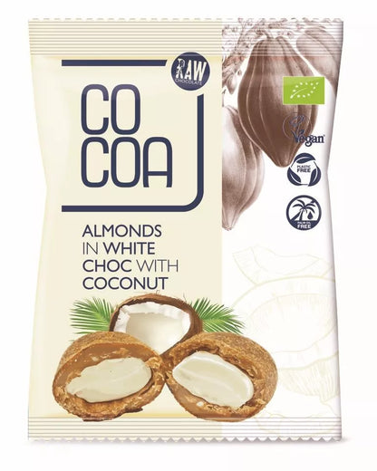 COCOA Migdały w białej polewie kokosowej (70 g) - BIO
