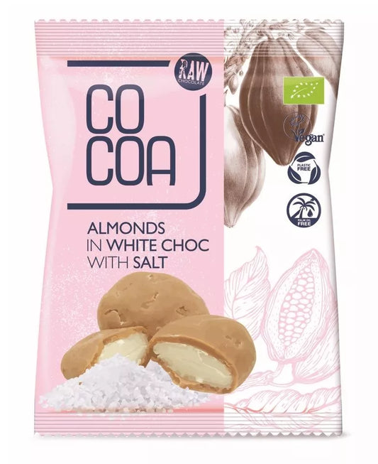 COCOA Migdały w białej polewie kokosowej z solą (70 g) - BIO