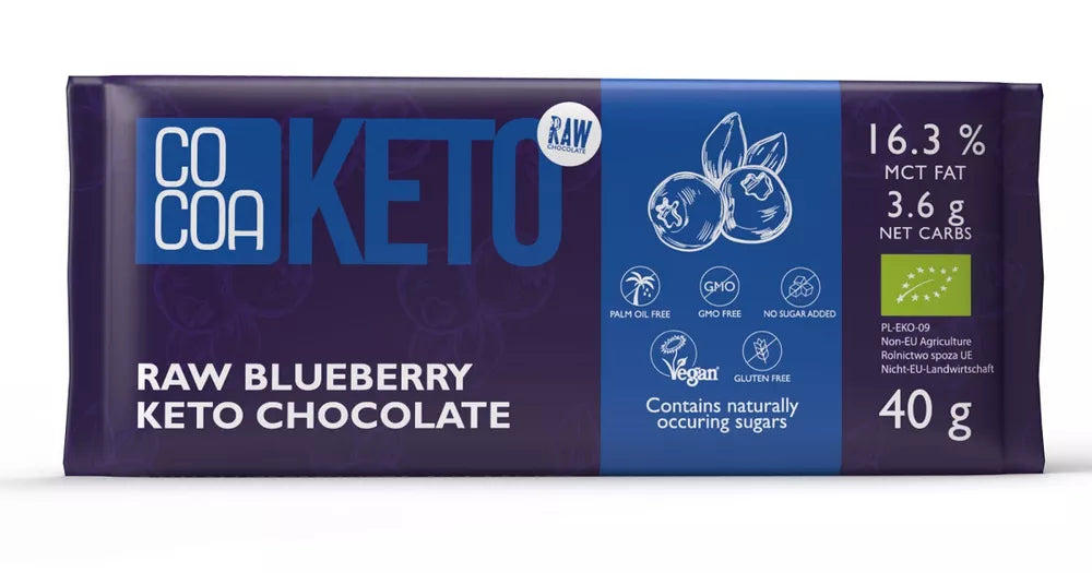 COCOA Czekolada Keto z jagodami bez dodatku cukru bezglutenowa (40 g) - BIO