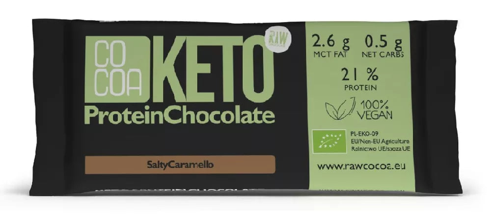 COCOA Czekolada Keto proteinowa o smaku słonego karmelu bez cukru (40 g) - BIO