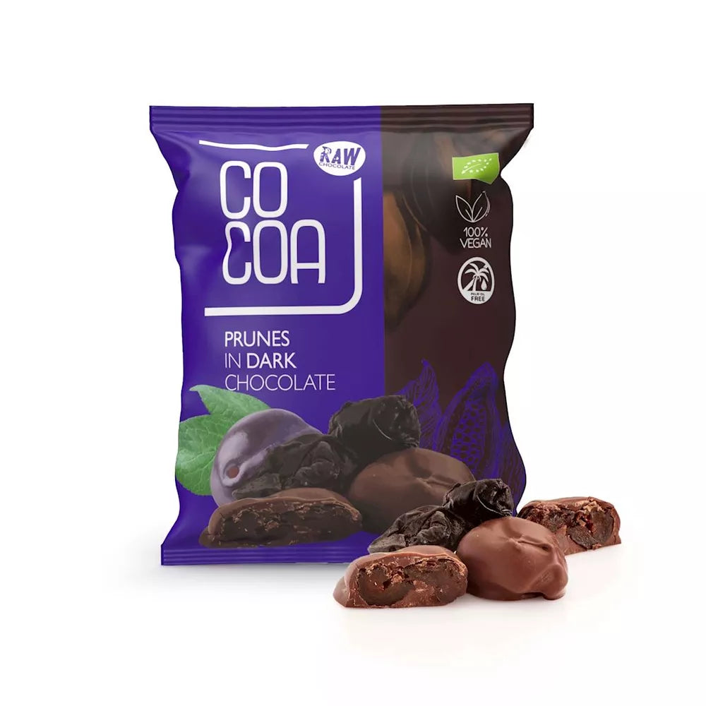 COCOA Śliwki kalifornijskie w czekoladzie ciemnej (70 g) - BIO