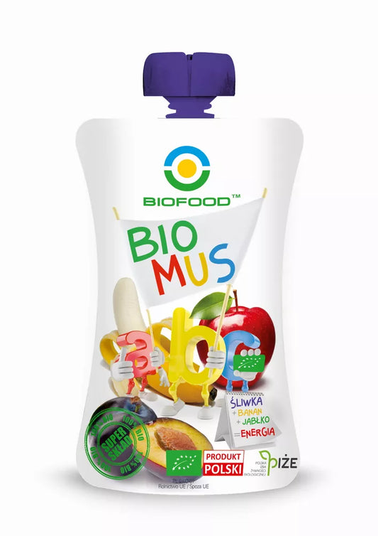 BIOFOOD Mus śliwkowo - bananowo - jabłkowy bezglutenowy 90g - BIO