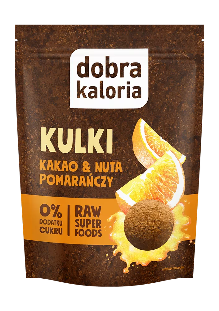 DOBRA KALORIA Kulki mocy - kakao i nuta pomarańczy bez cukru (65g)