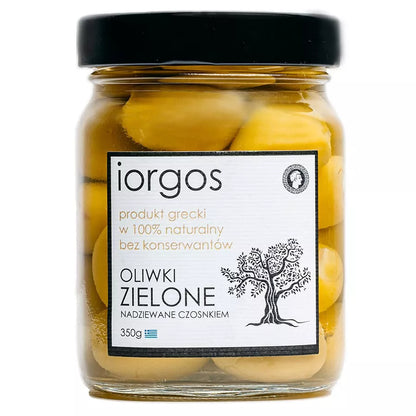 IORGOS Oliwki zielone PREMIUM nadziewane czosnkiem 350 g (210 g)