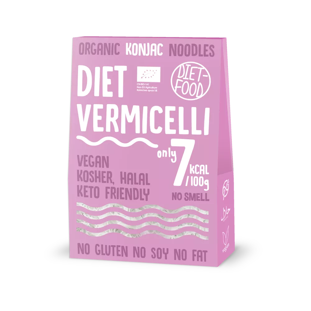 DIET-FOOD Makaron shirataki vermicelli bezglutenowy (Konjac Noodles) (300 g) - BIO