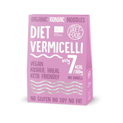 DIET-FOOD Makaron shirataki vermicelli bezglutenowy (Konjac Noodles) (300 g) - BIO