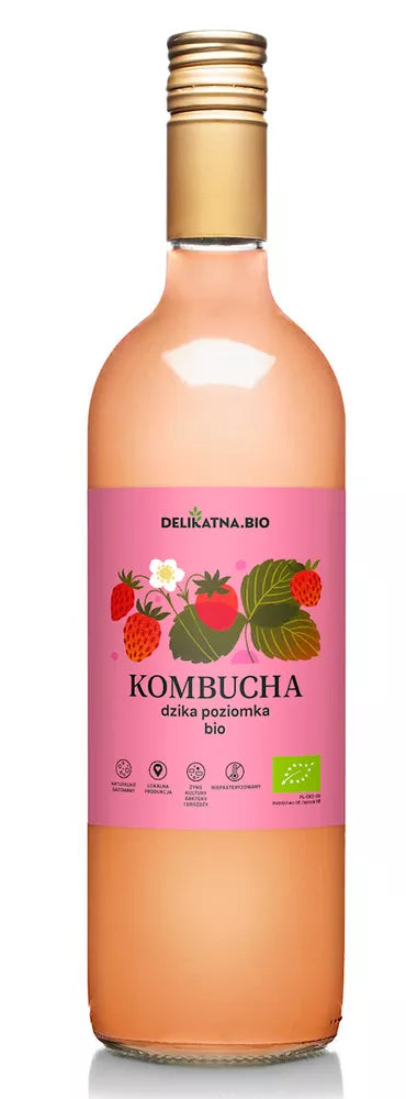 *DELIKATNA Kombucha poziomkowa (750 ml) - BIO