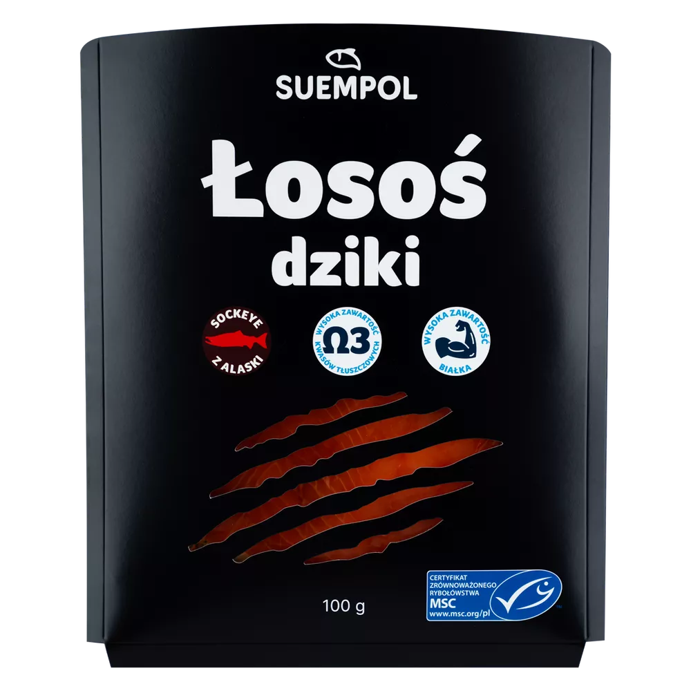 *SUEMPOL Łosoś wędzony na zimno dziki z Alaski Sockeye (100 g)